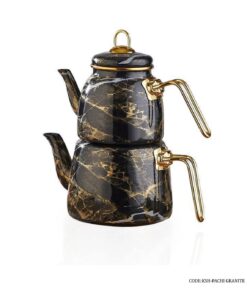 کتری و قوری دسته فلزی مدل PACHI FLOWER مشکی