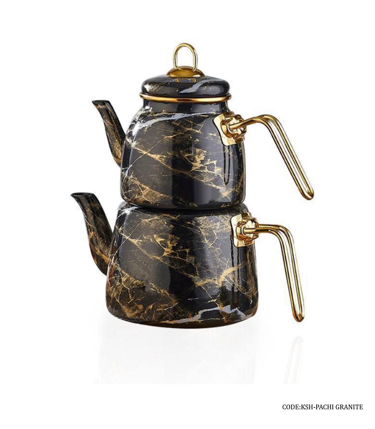 کتری و قوری دسته فلزی مدل PACHI FLOWER مشکی