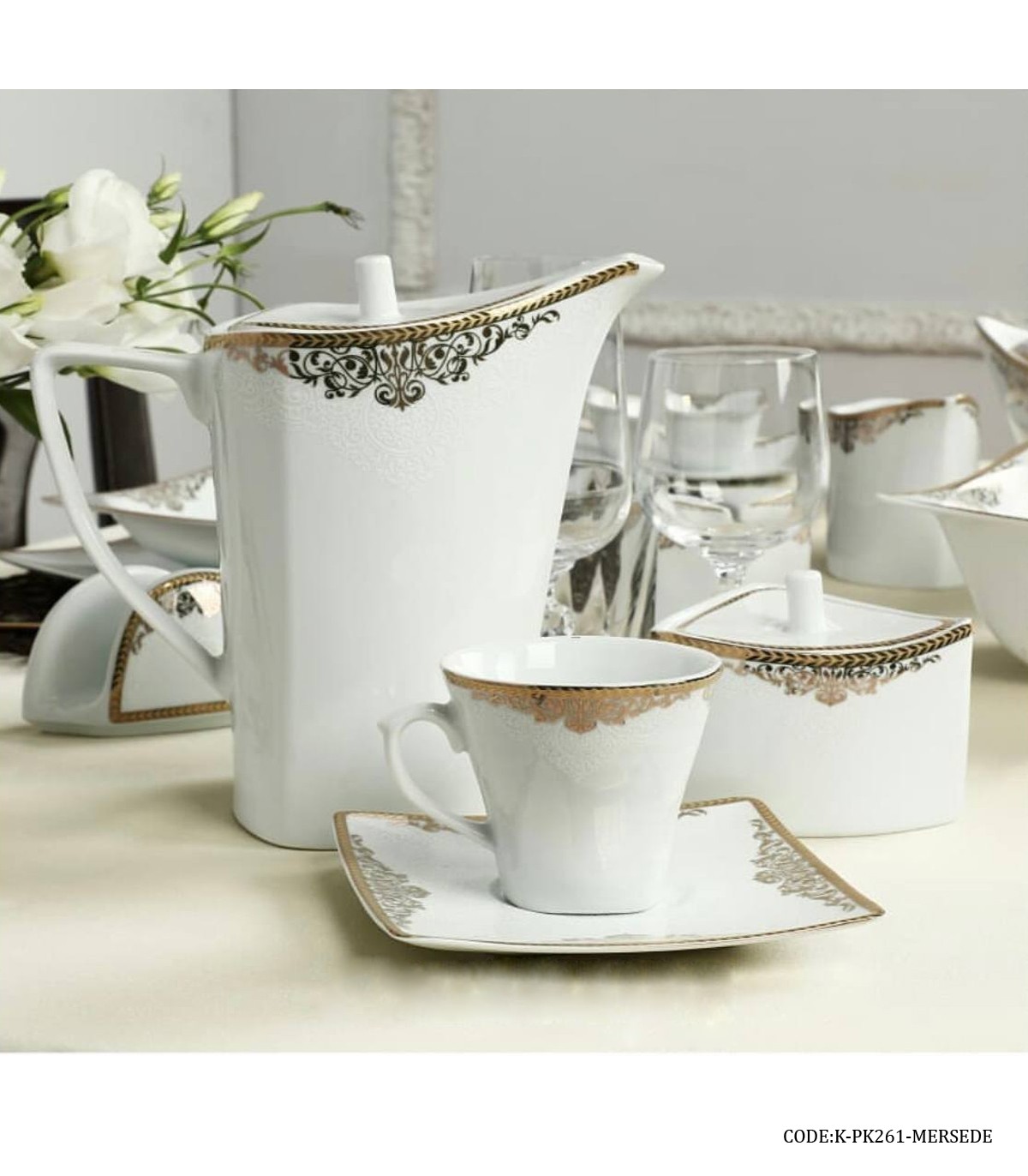 سرویس چینی پردیس 12 نفره 101 پارچه سری ونوس طرح مرسده