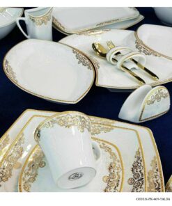 سرویس چینی پردیس 12 نفره 105 پارچه سری پاریس طرح یلدا طلایی