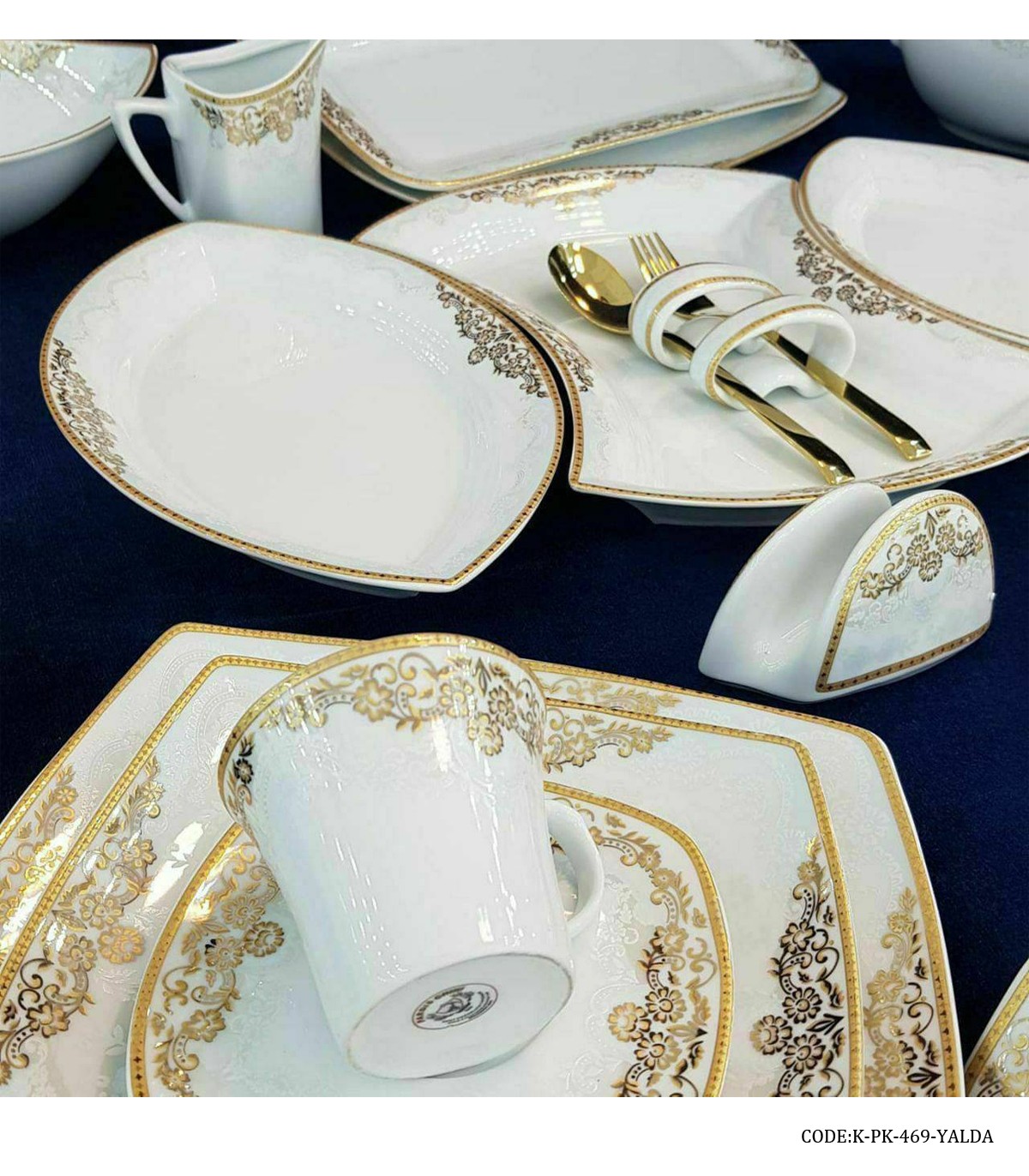 سرویس چینی پردیس 12 نفره 105 پارچه سری پاریس طرح یلدا طلایی