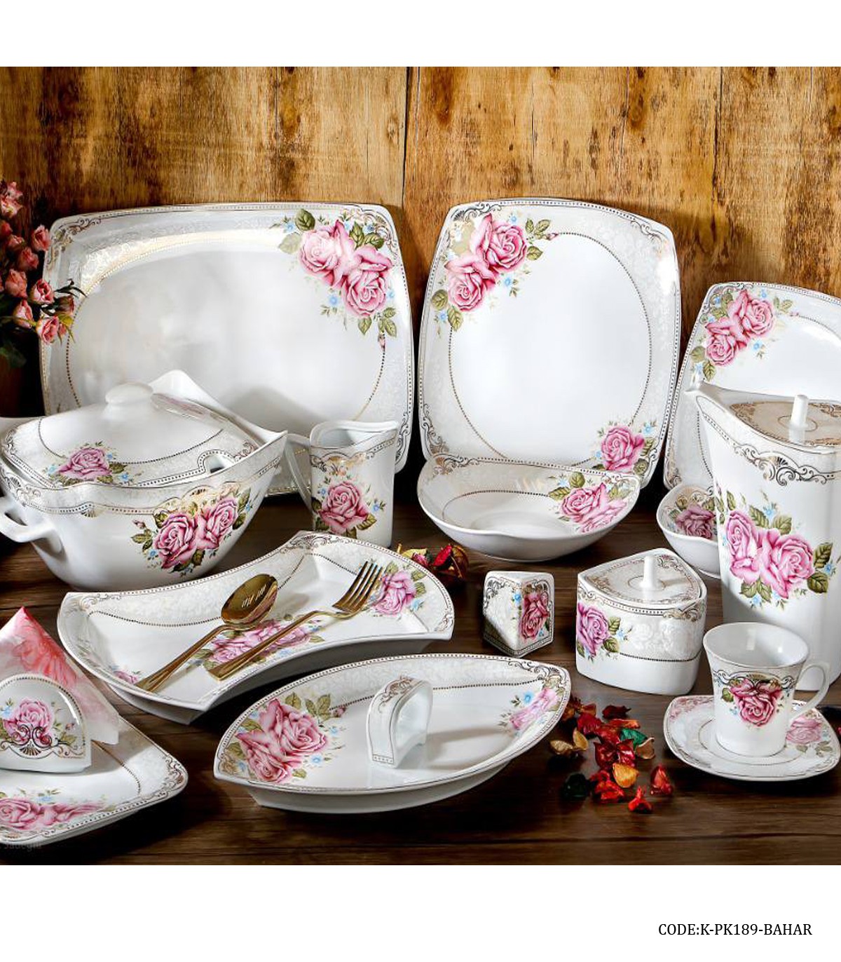 سرویس چینی پردیس 12 نفره 105 پارچه سری پاریس طرح بهار