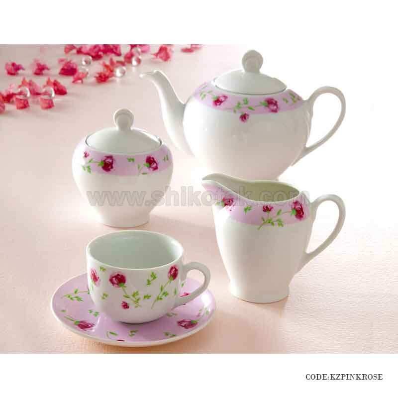 ظروف 6 نفره چینی زرین طرح پینک رز