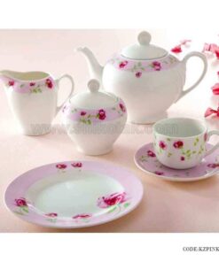 ظروف 6 نفره چینی زرین طرح پینک رز