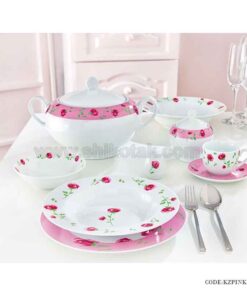 ظروف غذا خوری چینی زرین 12 نفره پینک رز
