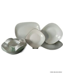 سرویس آرکوپال سفید لب طلایی مربع 6 نفره مدل GOLD EDGE