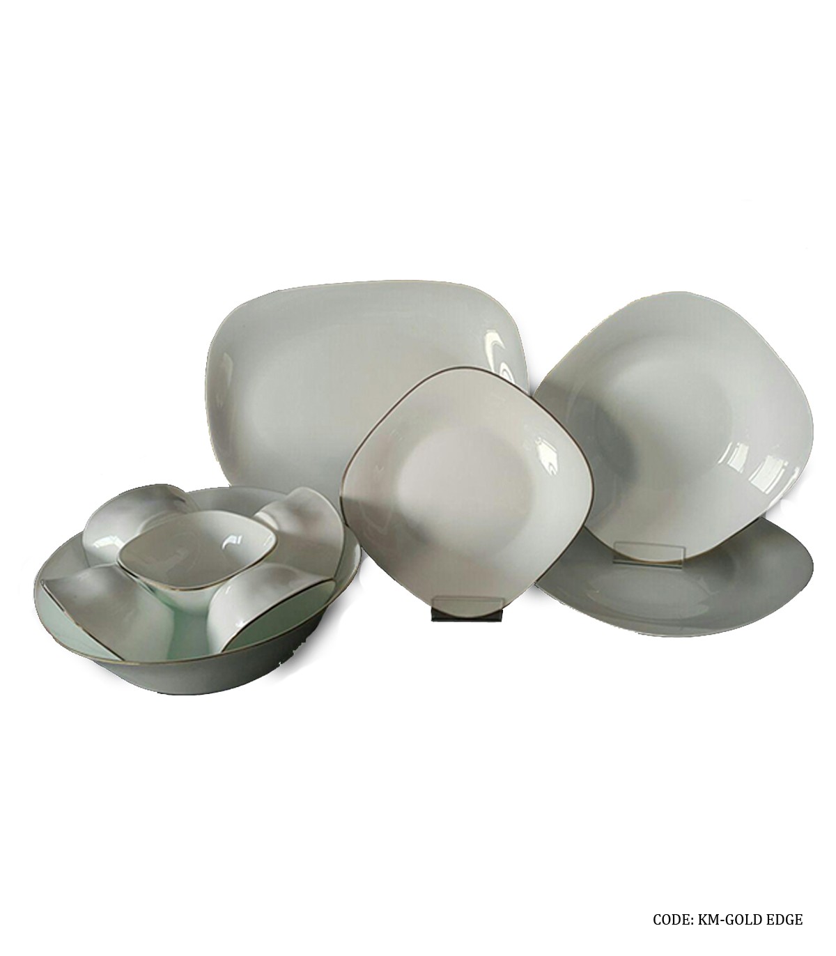 سرویس آرکوپال سفید لب طلایی مربع 6 نفره مدل GOLD EDGE