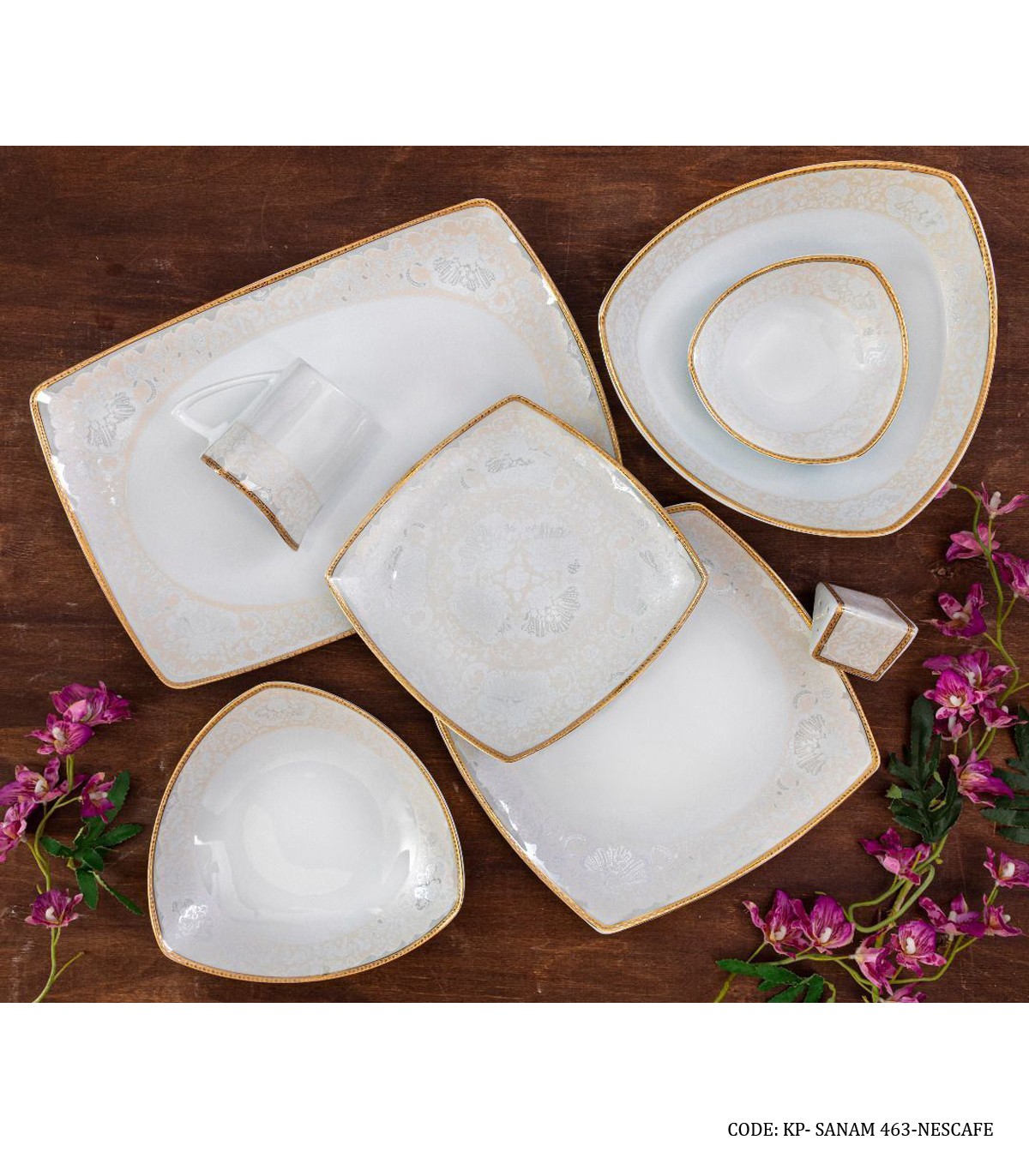 چینی پردیس 30 پارچه قالب پاریس طرح صنم کد 463 طلایی