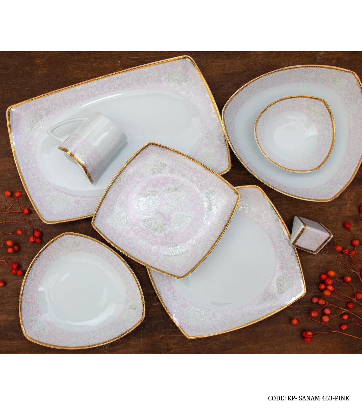 چینی پردیس 30 پارچه قالب پاریس طرح صنم کد 463 صورتی