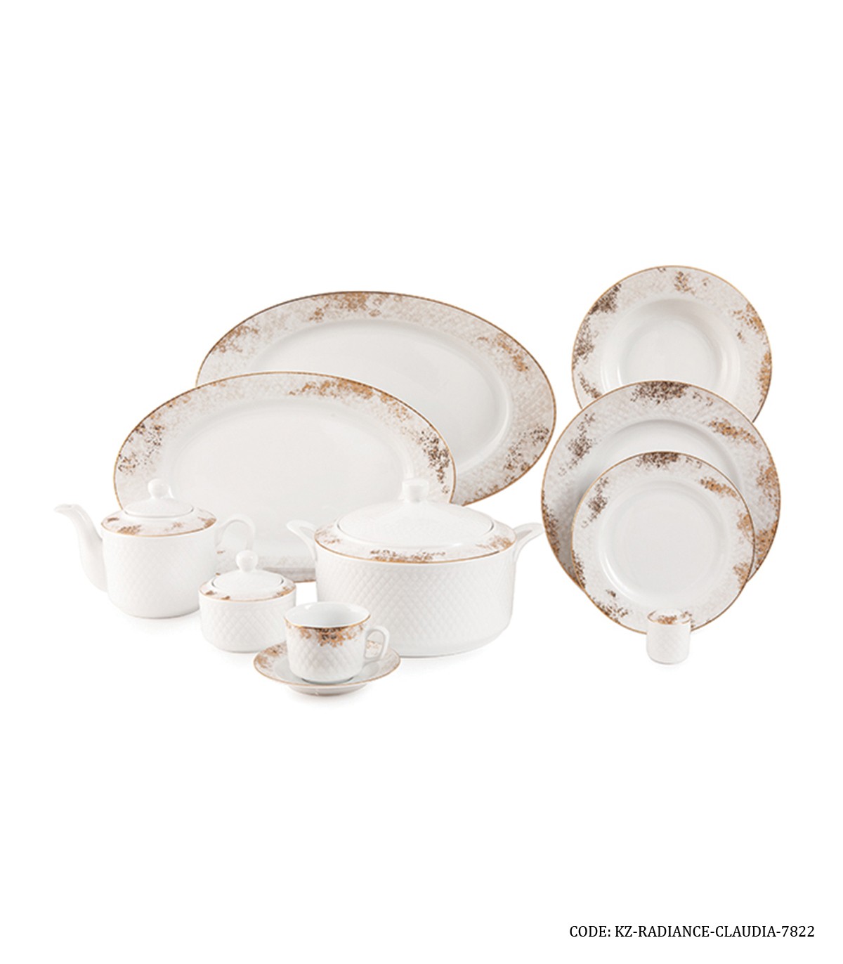 سرویس چینی 102 پارچه زرین سری رادیانس مدل کلودیا