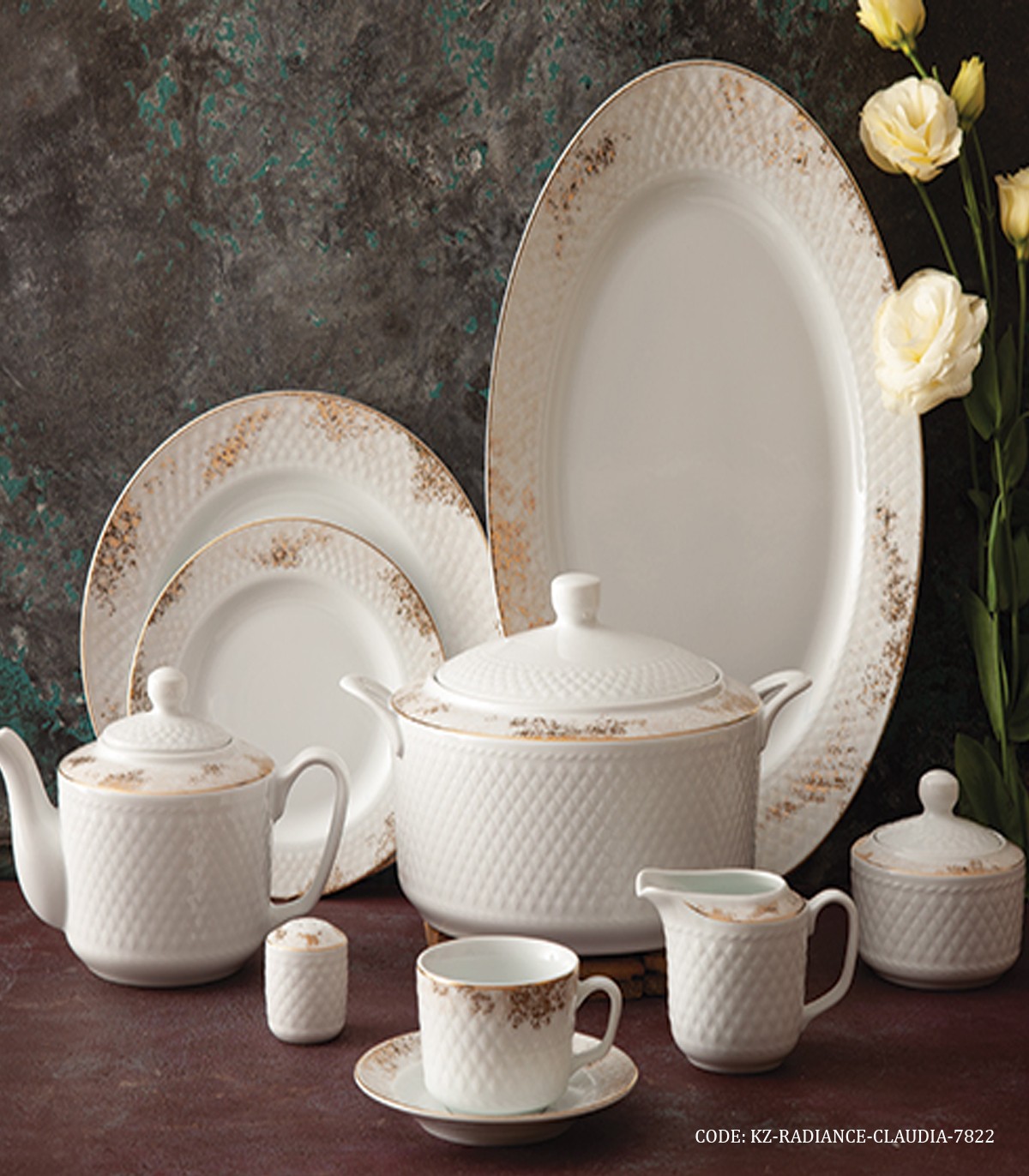 سرویس چینی 102 پارچه زرین سری رادیانس مدل کلودیا