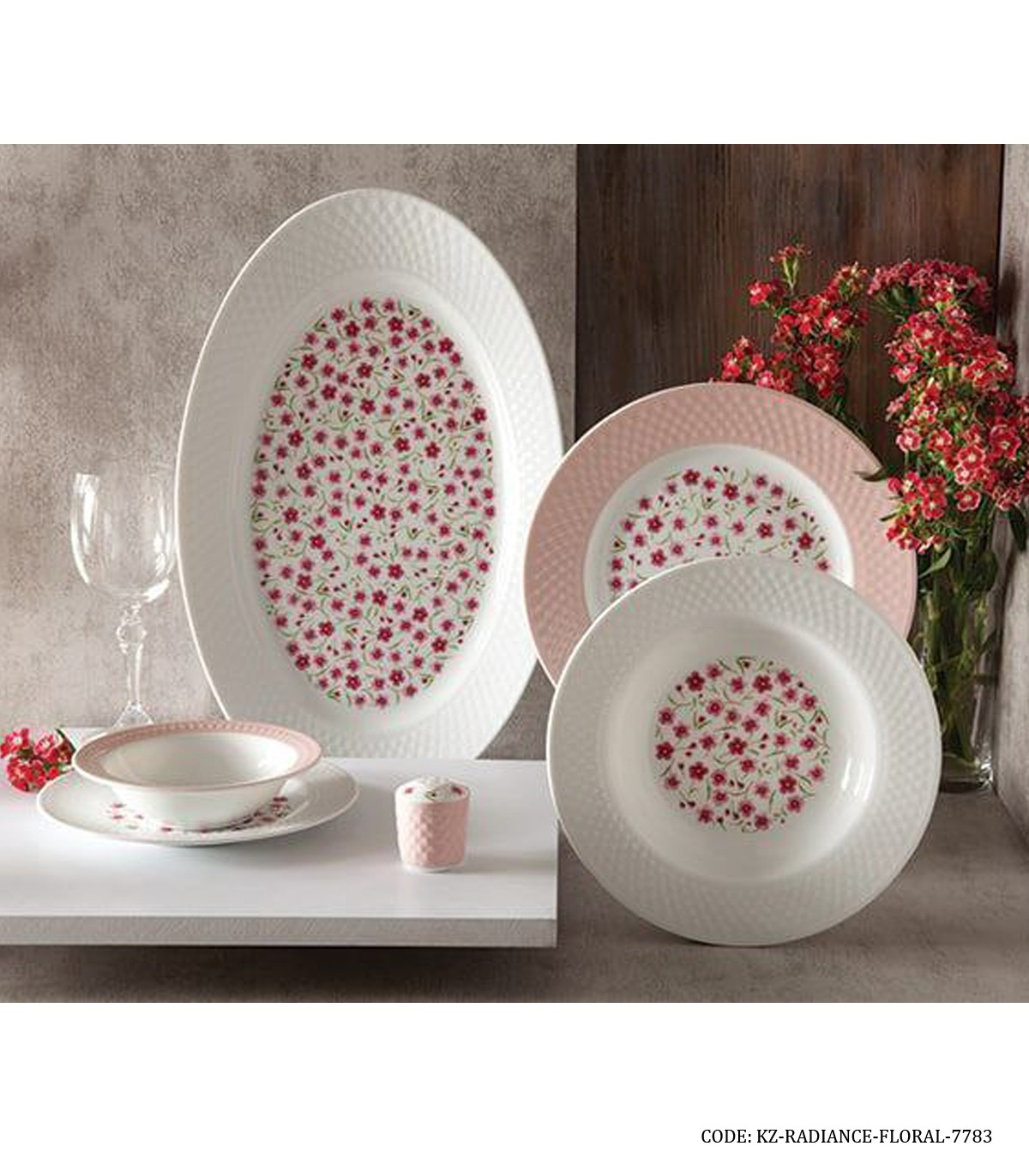 سرویس چینی 28 پارچه زرین سری رادیانس مدل فلورال