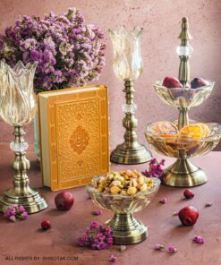 جاشمعی پایه برنزی کریستالی طرح لاله عباسی