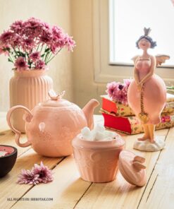 ست قوری و قندان اینگلیش هوم صورتی