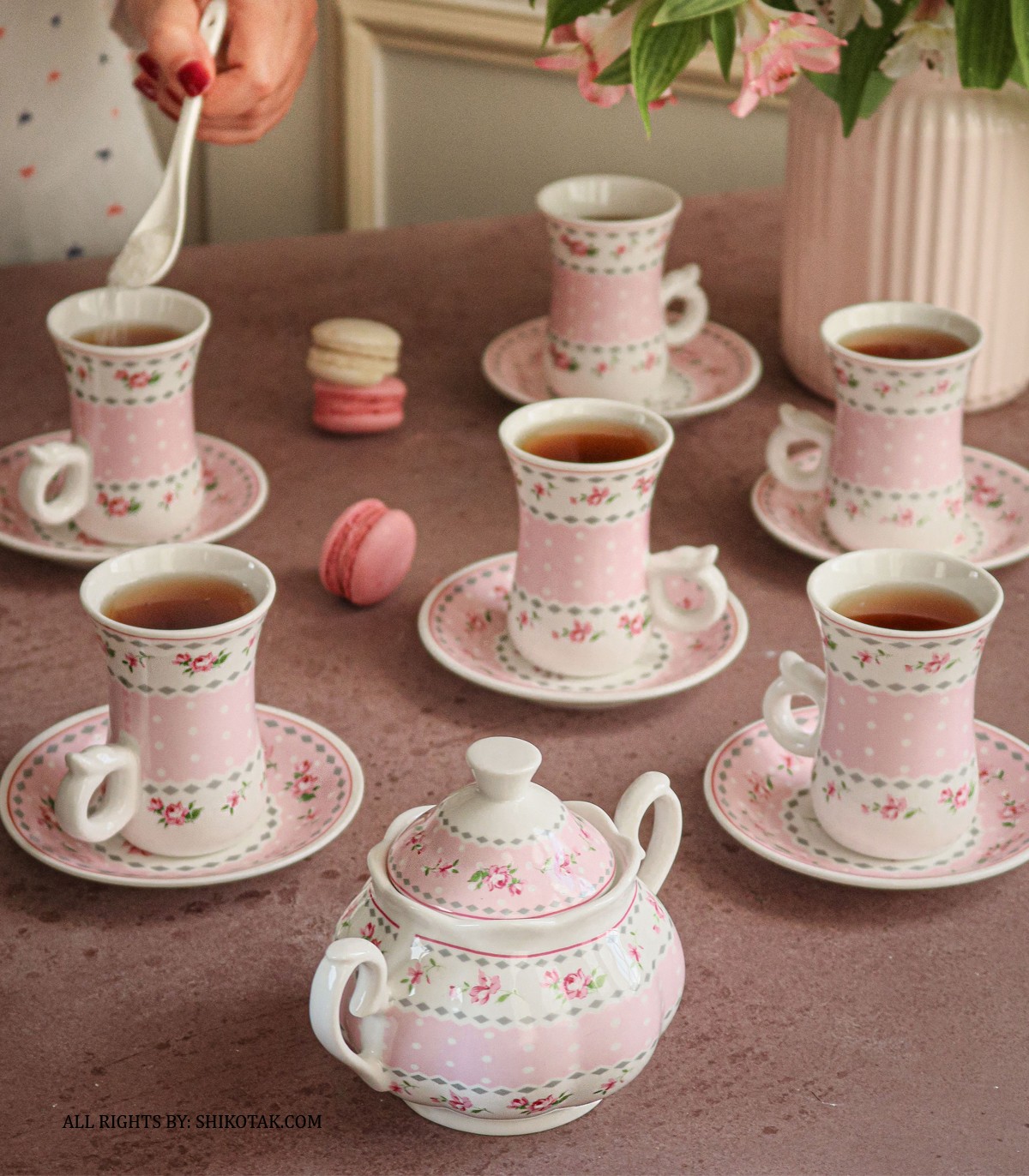 ست چای خوری و قندان چینی طرح آنجلا