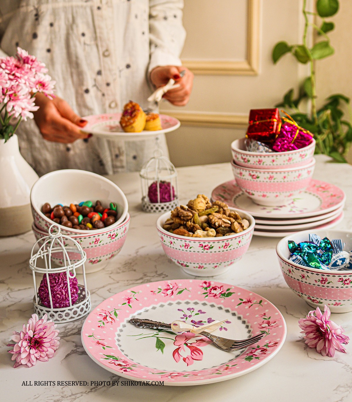 پیش دستی چینی آنجلا صورتی