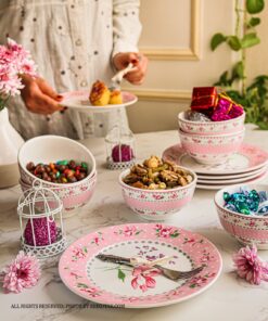 کاسه شش تایی آجیل خوری صورتی مدل آنجلا