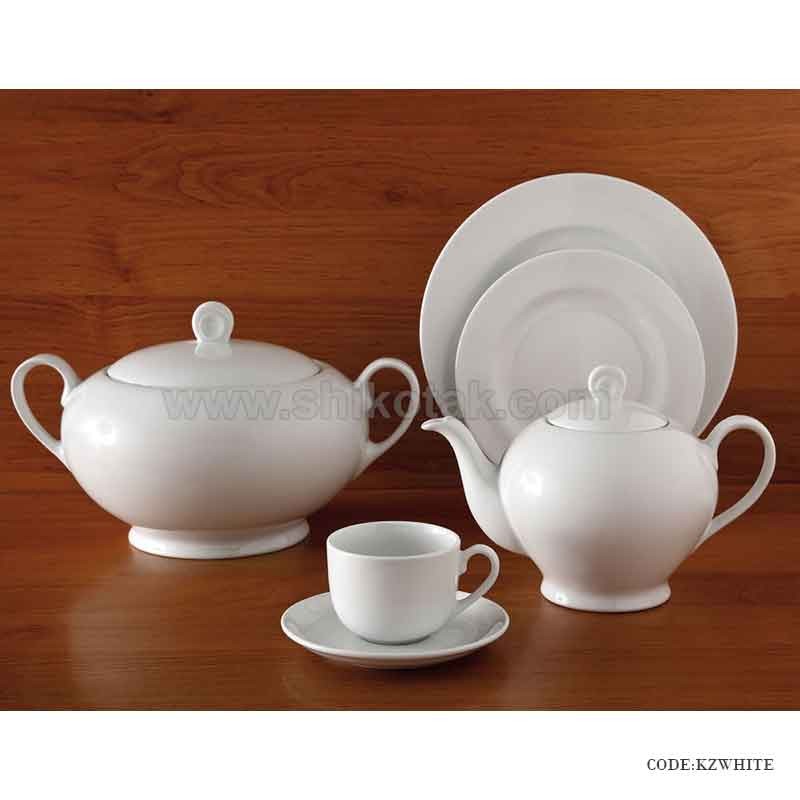 ظروف چینی 6 نفره زرین طرح سفید