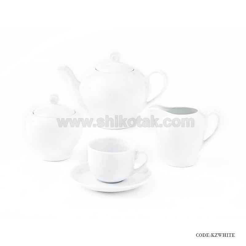 ظروف چینی 6 نفره زرین طرح سفید