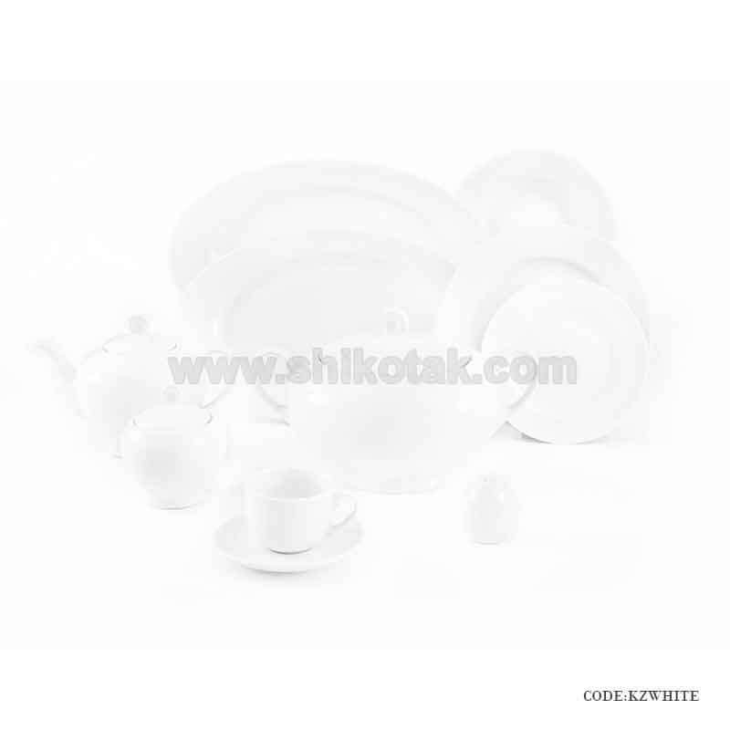 ظروف چینی 6 نفره زرین طرح سفید