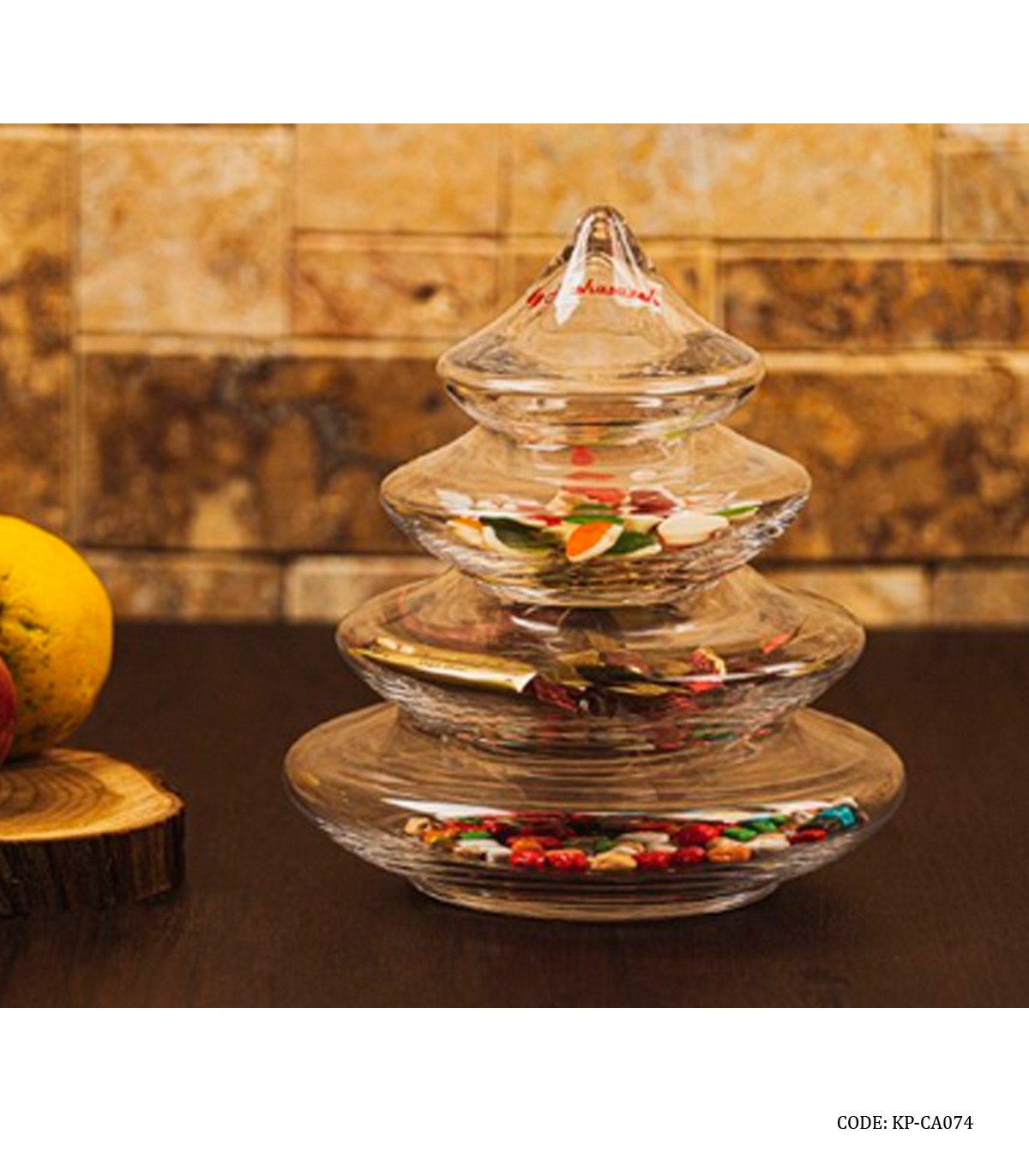 شکلات خوری سه طبقه شیشه ای مدل کاج