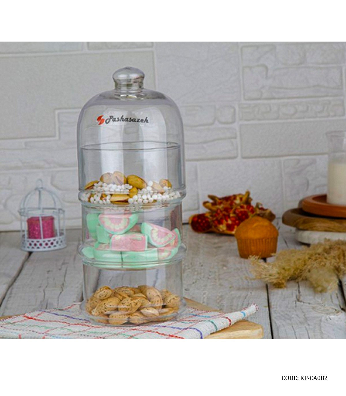 عسل خوری سه طبقه بلوری مدل 082