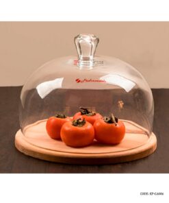 کیک خوری درب شیشه ای با صفحه چوبی مدل 086