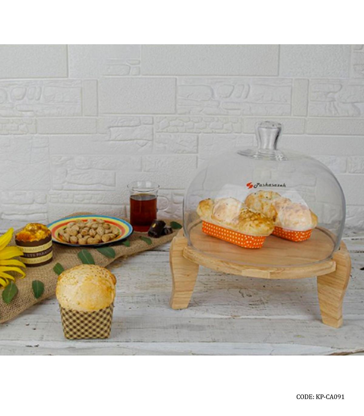 کیک خوری پایه دار چوبی مدل 091