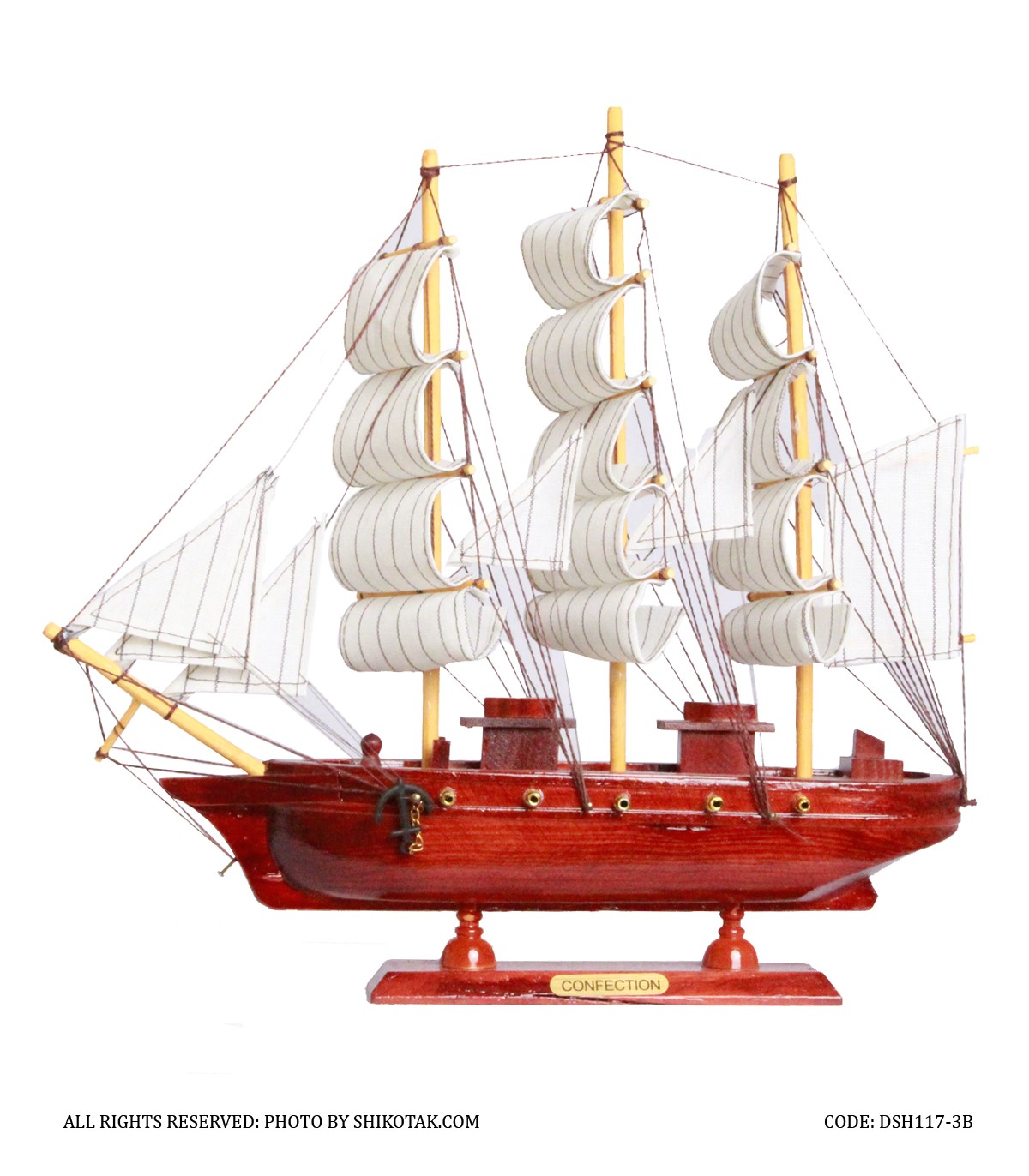 کشتی دکوری چوبی بادبان دار مدل confection