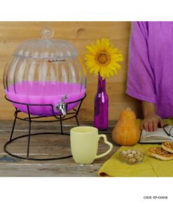 کلمن شیشه ای 9 لیتری پایه فلزی مدل کدو