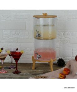 کلمن آب شیشه ای پایه چوبی دو طبقه مدل الماس