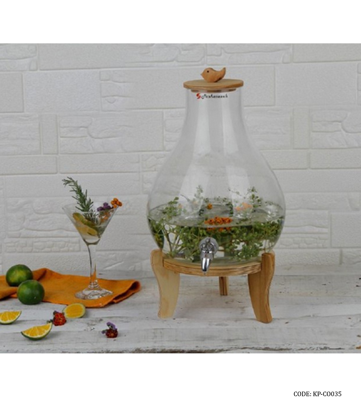 کلمن شیشه ای در چوبی 7 لیتری مدل آیکیا