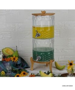 کلمن دو طبقه شیشه ای پایه چوبی مدل آنجلیکا