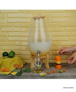 کلمن شیشه ای پایه چوبی 6 لیتری مدل اریکا الماس