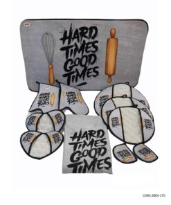 سرویس آشپزخانه پارچه ای 11 پارچه مدل HARD TIME GOOD TIME