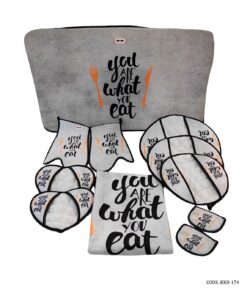 سرویس آشپزخانه پارچه ای 11 پارچه مدل YOU ARE WHAT YOU EAT