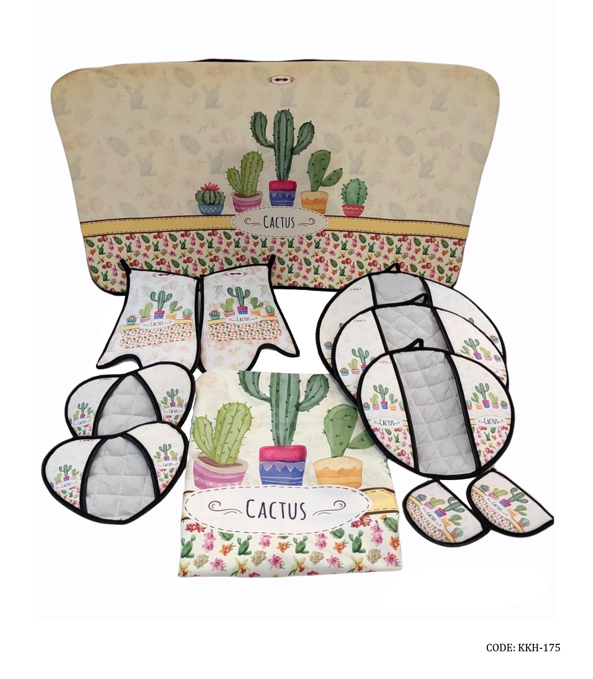 سرویس آشپزخانه پارچه ای 11 پارچه مدل کاکتوس