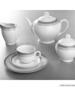 ظروف چینی 6 نفره زرین طرح سیلور لاینر