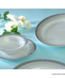 ظروف چینی 6 نفره زرین طرح سیلور لاینر