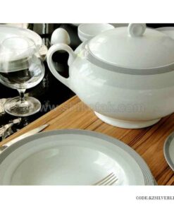 ظروف چینی 6 نفره زرین طرح سیلور لاینر