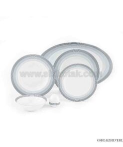 ظروف چینی 6 نفره زرین طرح سیلور لاینر