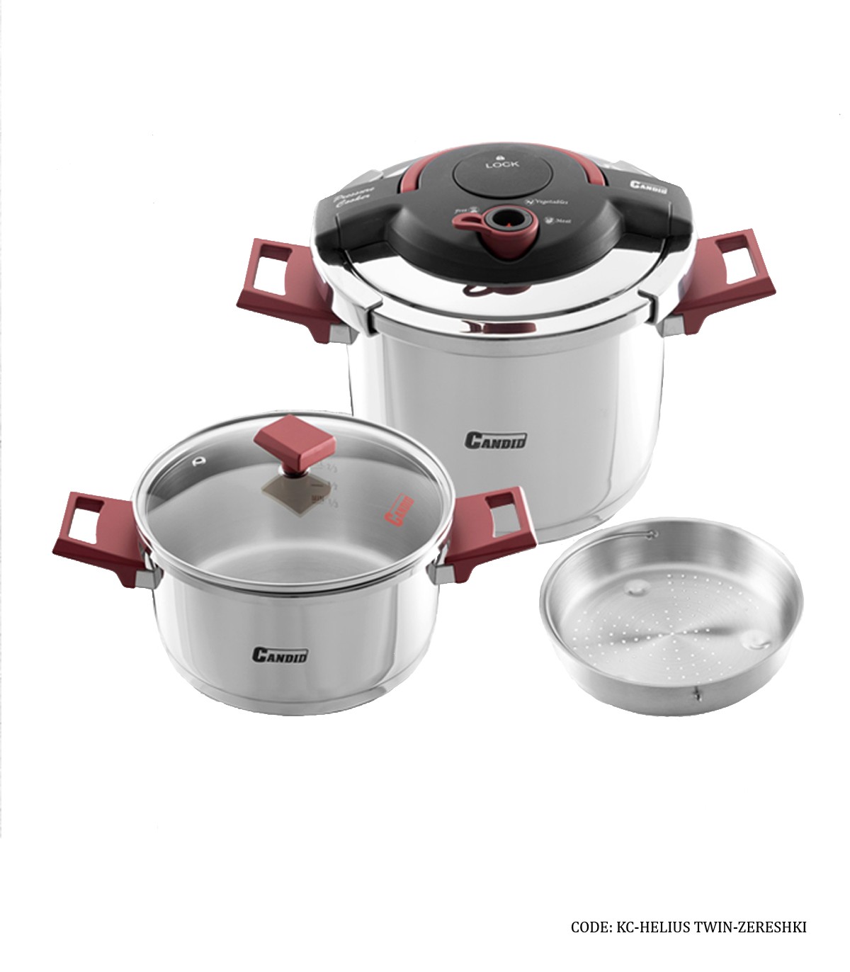 زودپز دوقلو 6 لیتری مدل هلیوس زرشکی