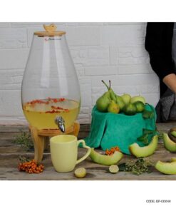 کلمن پایه چوبی شیشه ای 6 لیتری مدل اریکا