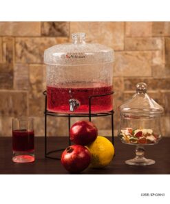 کلمن یک طبقه شیشه ای پایه استیل الماس مدل 043