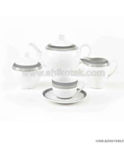 ظروف چینی 6 نفره زرین طرح سیلور لاینر