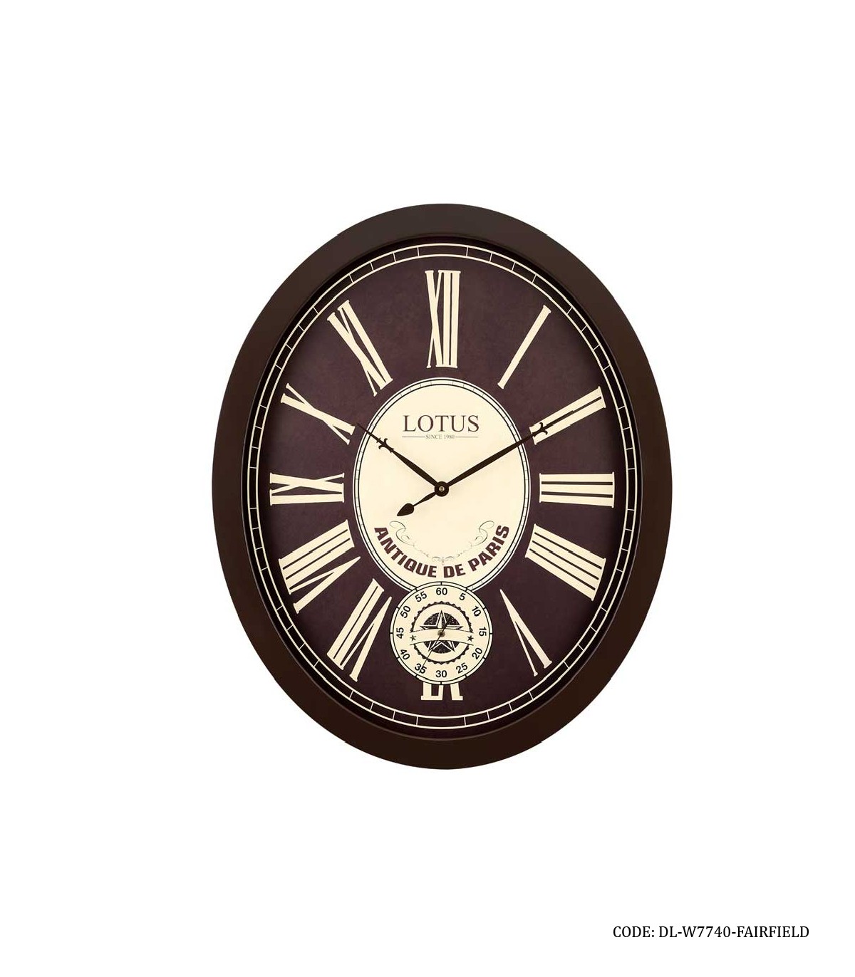 ساعت دیواری چوبی بیضی مدل FAIRFIELD