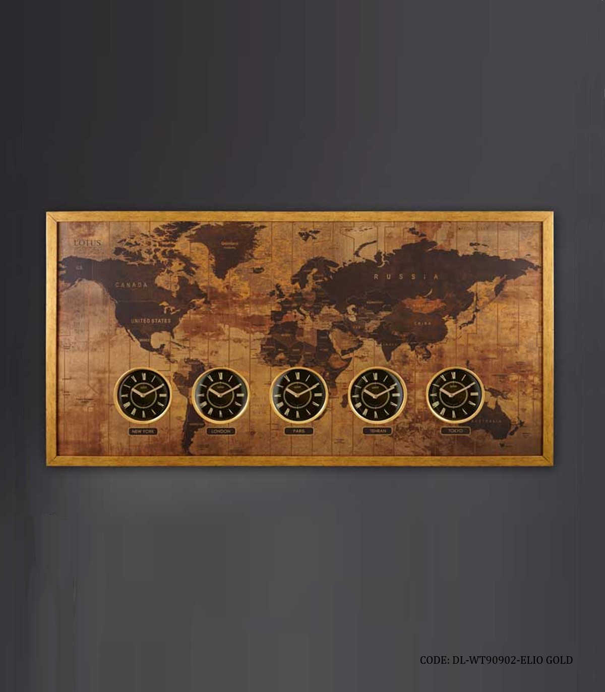 ساعت دیواری چوبی هتلی چندزمانه مدل ELIO