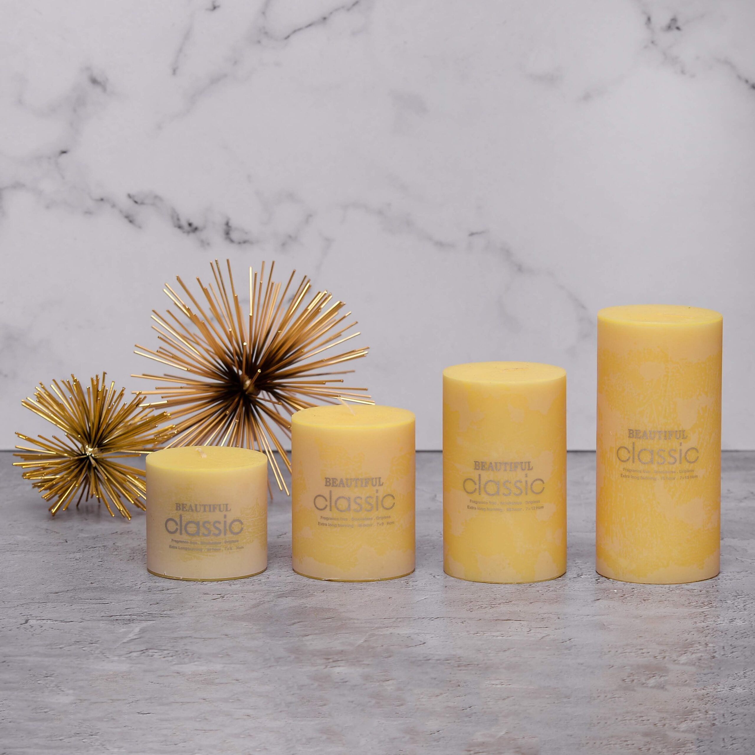 شمع کلاسیک مدل استوانه ای قطر 7 سانتی متر مجموعه چهار عددی