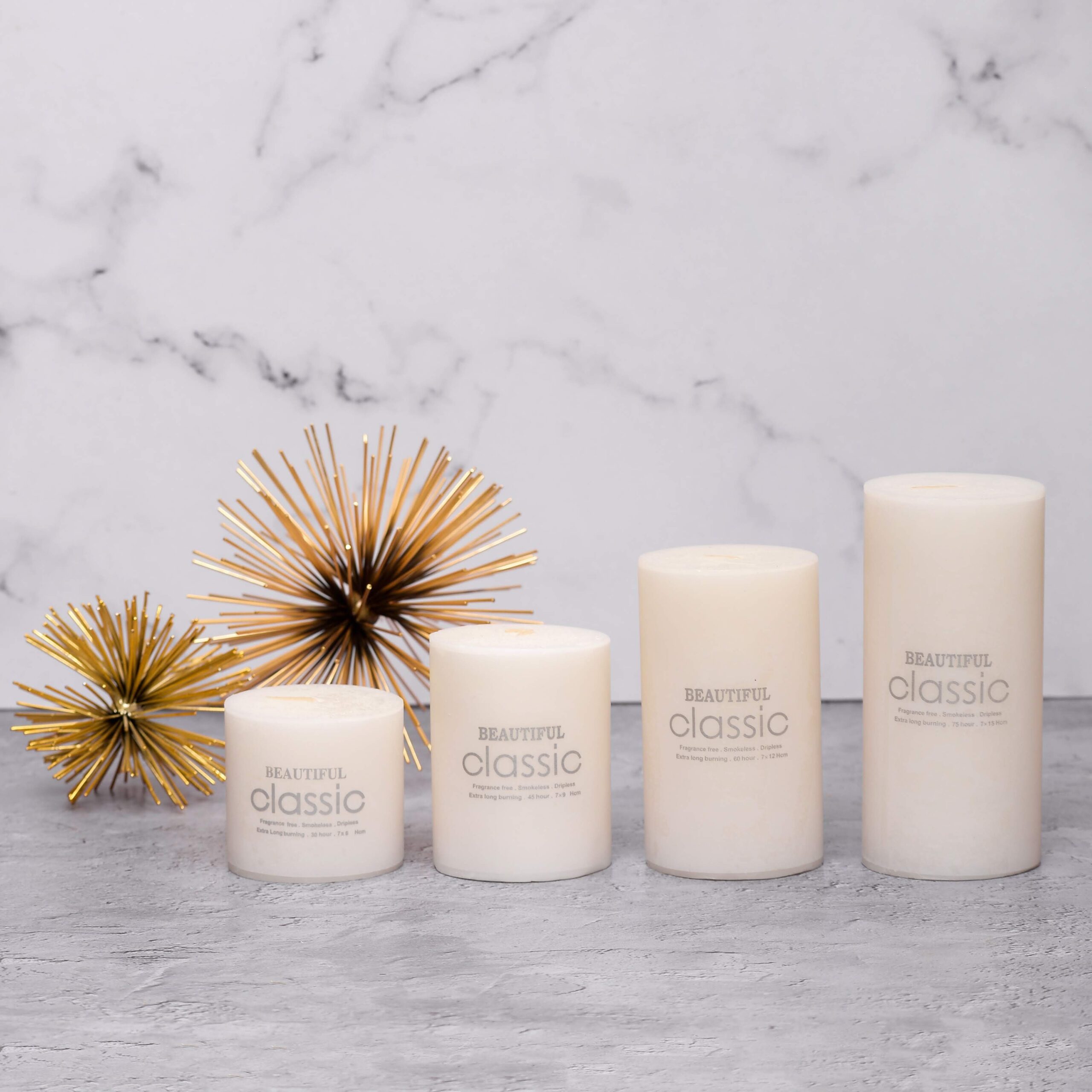 شمع کلاسیک مدل استوانه ای قطر 7 سانتی متر مجموعه چهار عددی