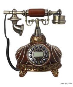 تلفن رومیزی گرد قهوه ای مدل 1108